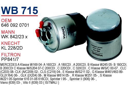 Wunder WB715 Fuel filter WB715