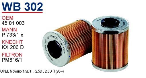 Wunder WB-302 Fuel filter WB302