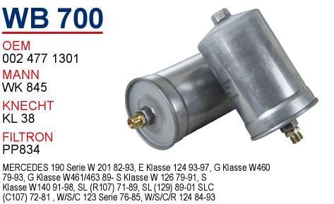 Wunder WB-700 Fuel filter WB700