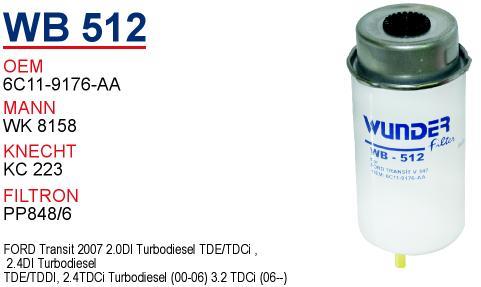 Wunder WB-512 Fuel filter WB512