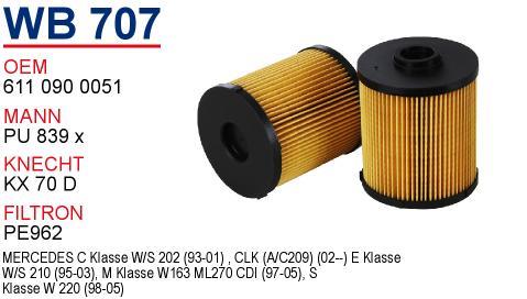 Wunder WB-707 Fuel filter WB707