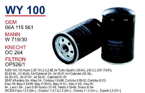 Wunder WY-100 Oil Filter WY100