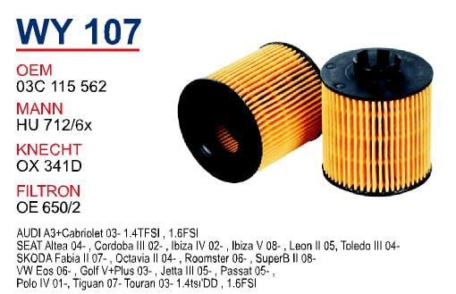 Wunder WY-107 Oil Filter WY107