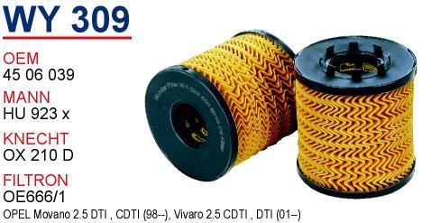 Wunder WY-309 Oil Filter WY309