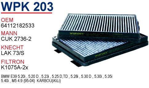 Wunder WPK-203 Activated Carbon Cabin Filter WPK203