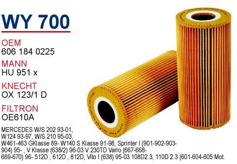 Wunder WY-700 Oil Filter WY700