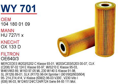 Wunder WY-701 Oil Filter WY701