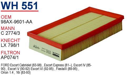 Wunder WH-551 Air filter WH551