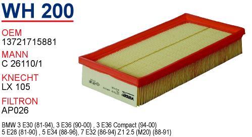 Wunder WH-200 Air filter WH200