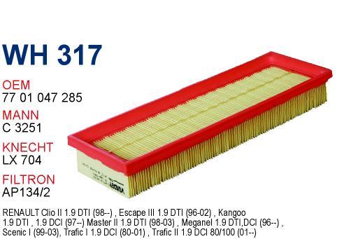 Wunder WH-317 Air filter WH317