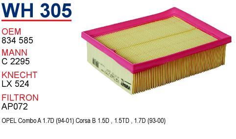 Wunder WH-305 Air filter WH305