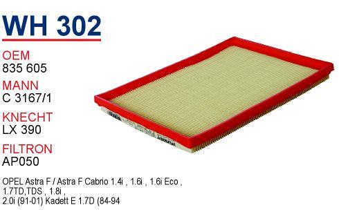 Wunder WH-302 Air filter WH302