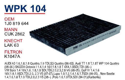 Wunder WPK-104 Activated Carbon Cabin Filter WPK104