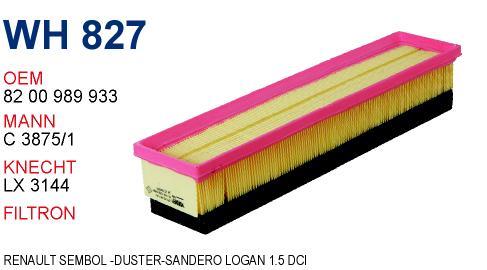 Wunder WH-827 Air filter WH827