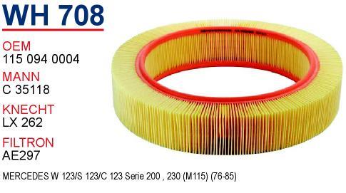 Wunder WH-708 Air filter WH708