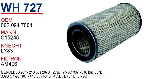 Wunder WH-727 Air filter WH727