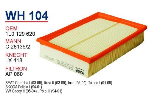 Wunder WH-104 Air filter WH104