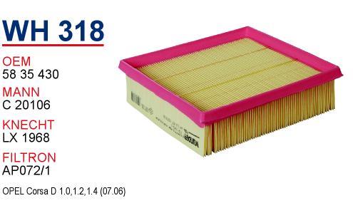 Wunder WH318 Air filter WH318