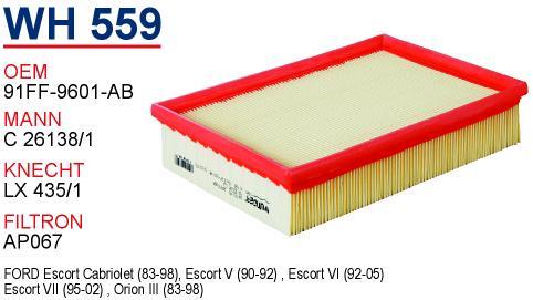 Wunder WH559 Air filter WH559