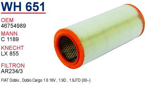 Wunder WH651 Air filter WH651