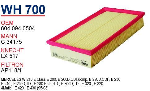 Wunder WH700 Air filter WH700