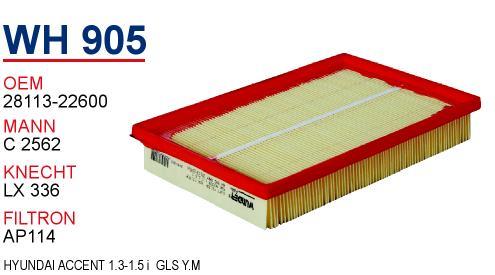 Wunder WH905 Air filter WH905