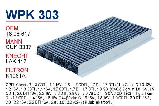 Wunder WPK303 Activated Carbon Cabin Filter WPK303