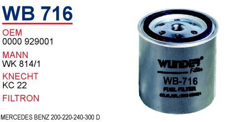 Wunder WB 716 Fuel filter WB716