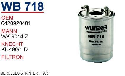 Wunder WB-718 Fuel filter WB718