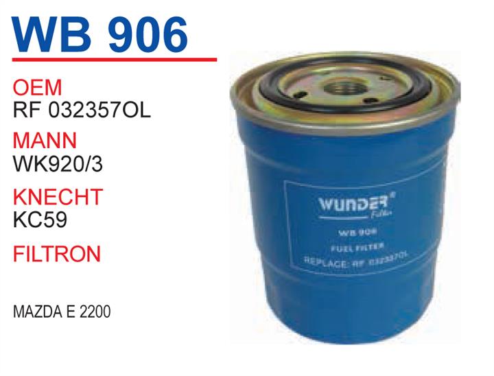 Wunder WB 906 Fuel filter WB906
