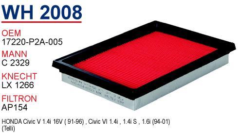 Wunder WH 2008 Air filter WH2008