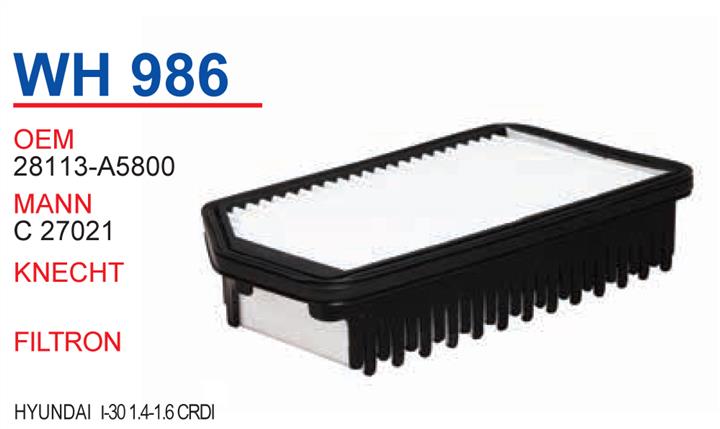 Wunder WH 986 Air filter WH986