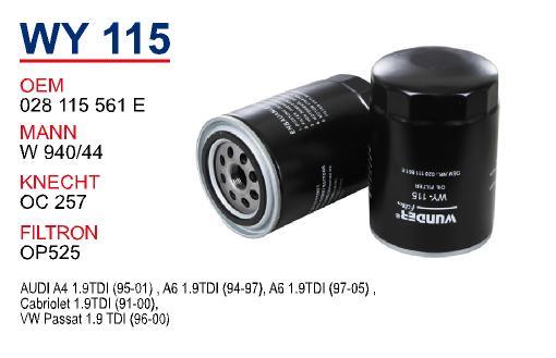 Wunder WY-115 Oil Filter WY115