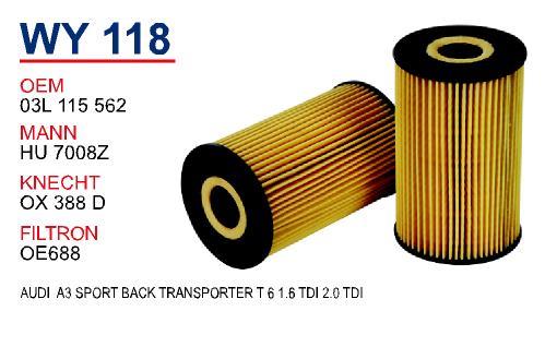 Wunder WY-118 Oil Filter WY118