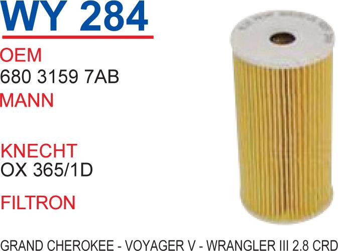 Wunder WY 284 Oil Filter WY284