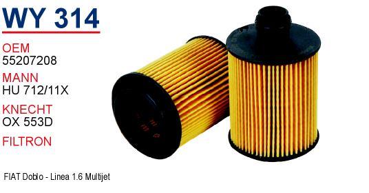 Wunder WY-314 Oil Filter WY314