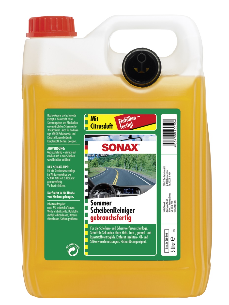 Sonax 260 500 Summer windshield washer fluid, Lime, 5l 260500