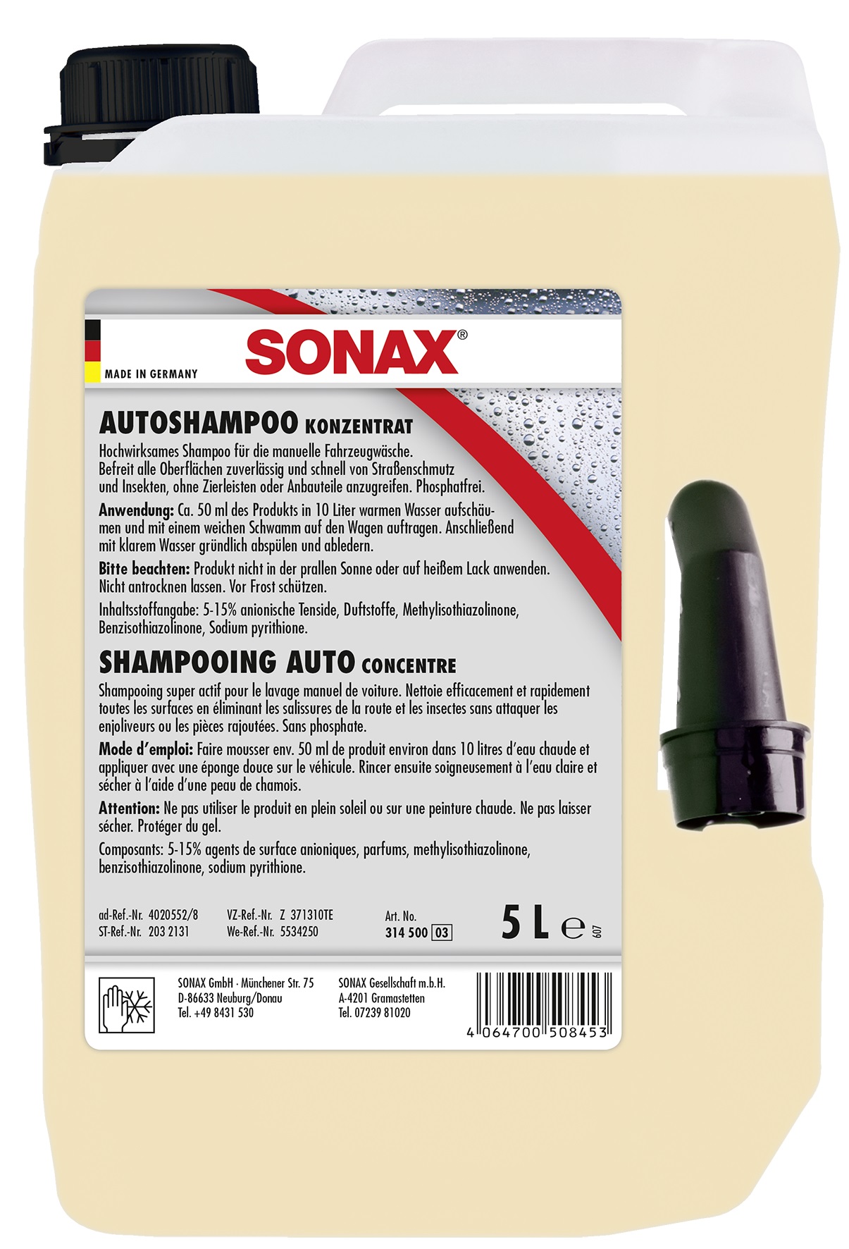 Sonax 314 500 Shampoo for gaze, concentrate, 5 l 314500