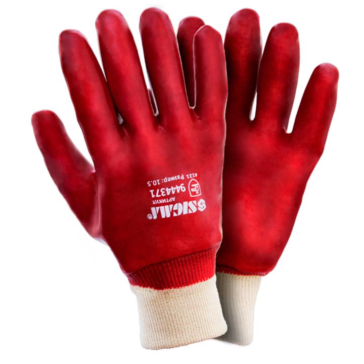 Sigma 9444371 Knitted gloves with PVC coating (red, cuff) 120 pairs 9444371