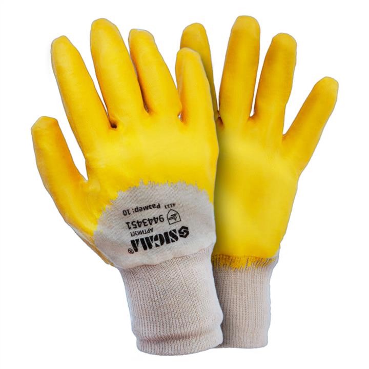 Sigma 9443441 Knitted gloves with nitrile coating (yellow) 9443441