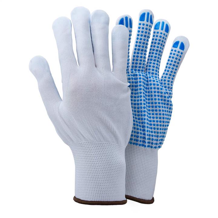 Sigma 9442411 Knitted gloves with dotted PVC coating r.8 (white, cuffed) 9442411