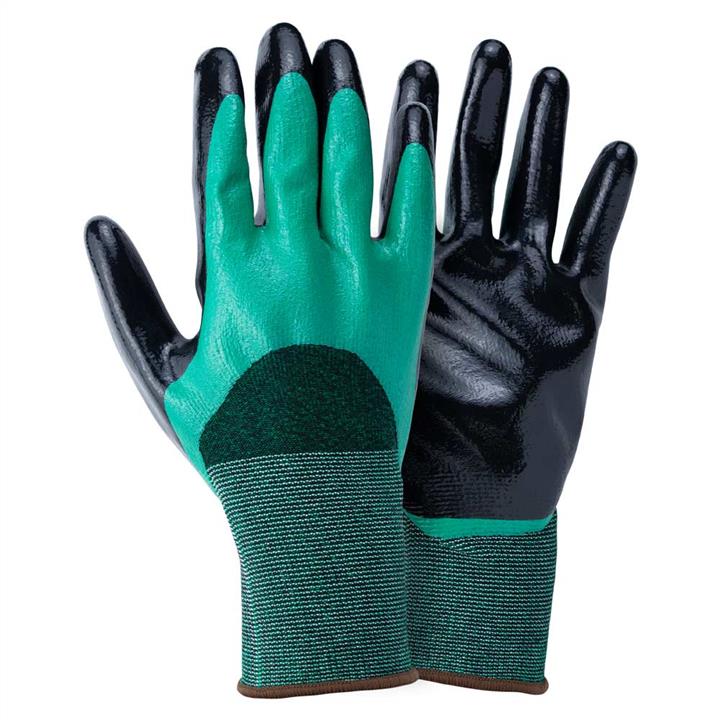 Sigma 9443601 Knitted gloves with double nitrile coating r.10 (green-black, cuffs) 9443601