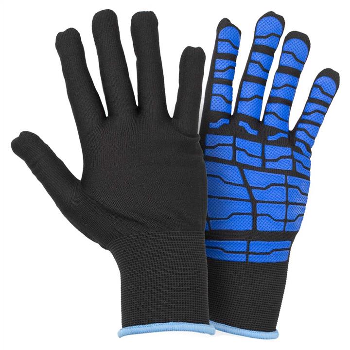 Sigma 9445531 Knitted gloves with latex coating (cobweb on the palm) r.9 (blue, cuffs) 9445531