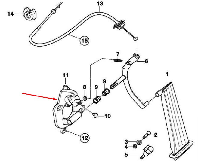 Accelerator pedal bracket BMW 35 41 1 163 877