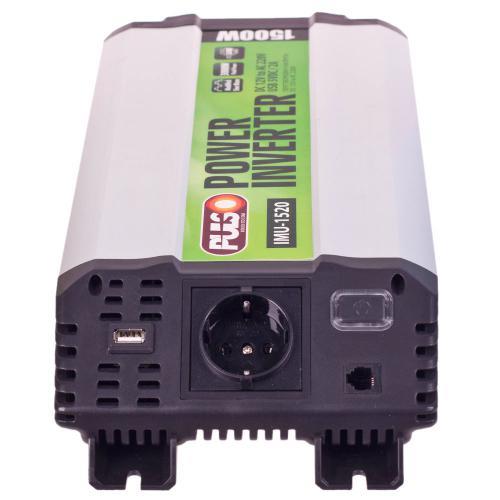 Voltage converter (inverter) PULSO IMU-1520, 12V-220V, 1500W, USB-5VDC 2A (IMU-1520) Pulso IMU-1520