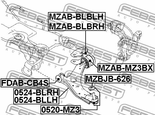 Febest Silent block, front lower arm, rear right – price [object Object] PLN