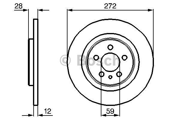 Rear brake disc, non-ventilated Bosch 0 986 479 064