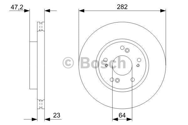 Front vented brake disc Bosch 0 986 479 364