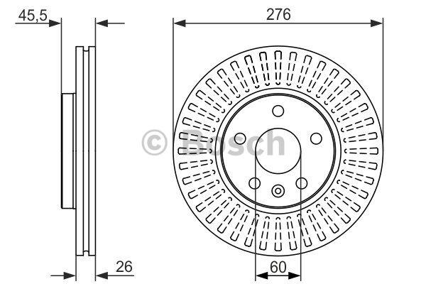 Front vented brake disc Bosch 0 986 479 643