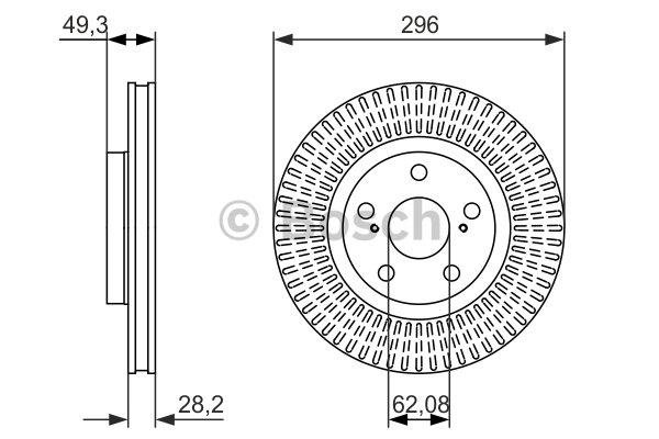 Front vented brake disc Bosch 0 986 479 768